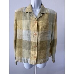 Weinberg Weekend Linen Plaid Button Front Top, Sz: 40 M (B51)
